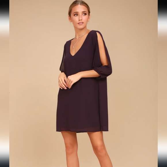 Lulus Shifting Dears Plum Dress Sz.Med NWT - Picture 2 of 10